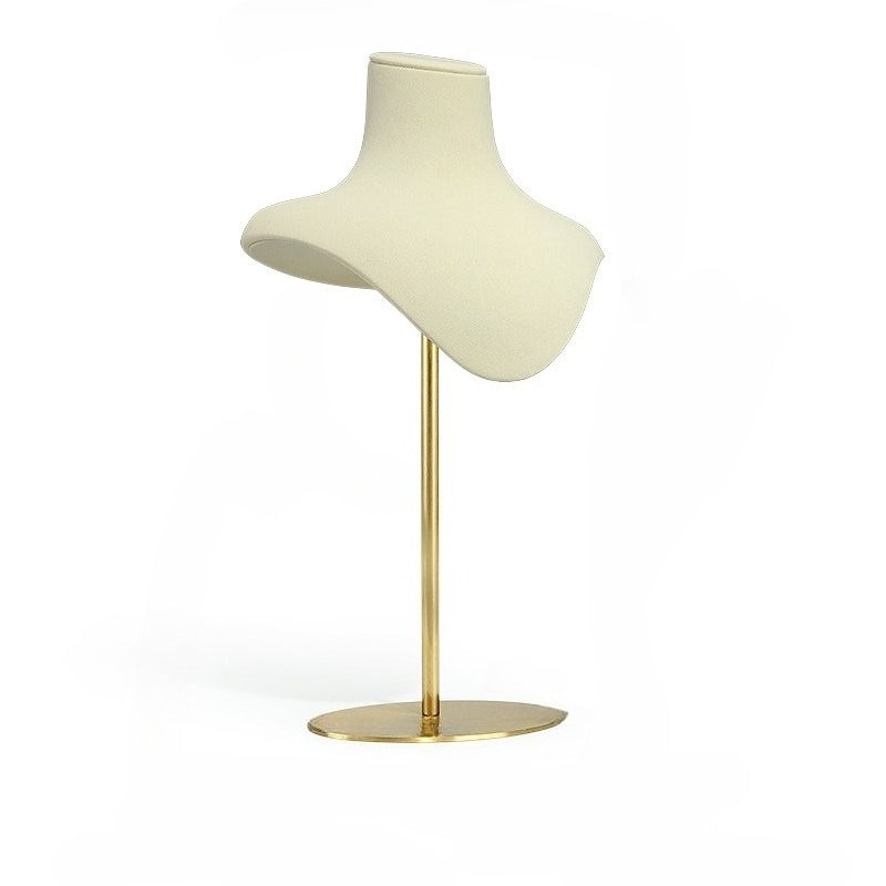 necklace display - Beige Gold Velvet Necklace Display Bust Mannequin C01274 front view