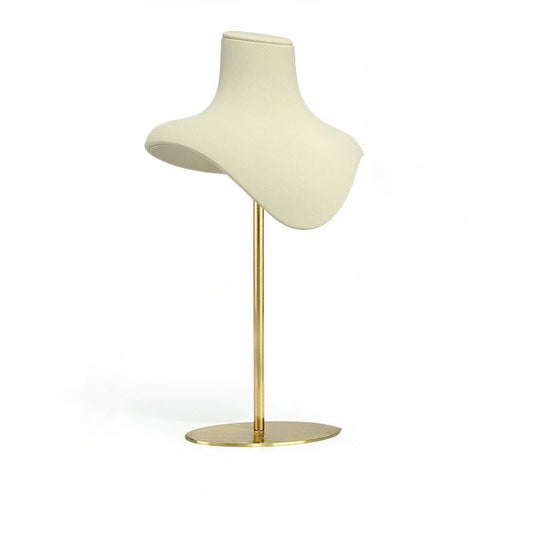 necklace display - Beige Gold Velvet Necklace Display Bust Mannequin C01274 front view