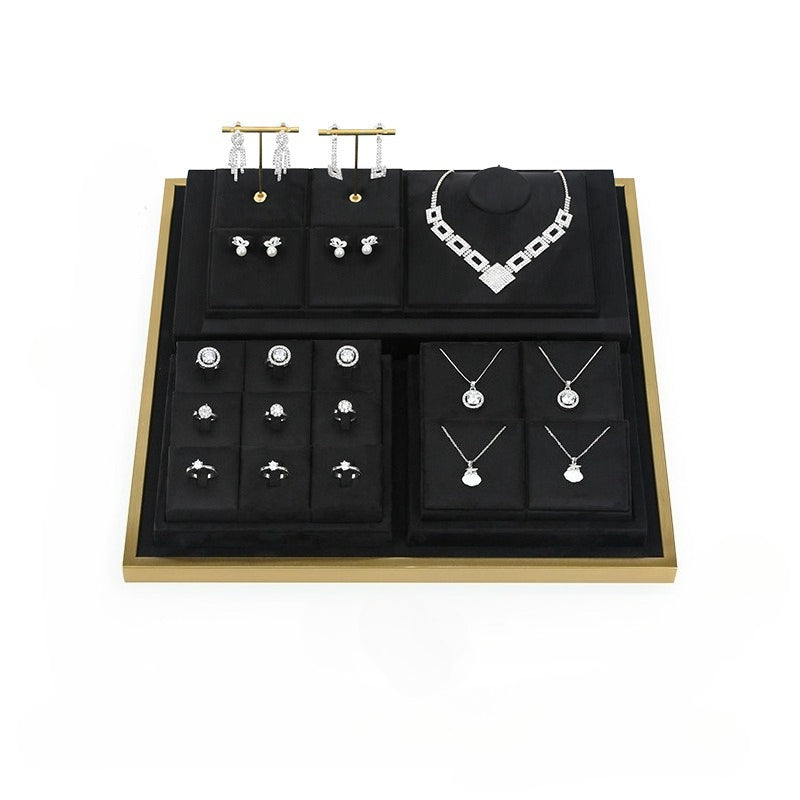 necklace display - Black Microfiber Metal Display Tray Necklaces C02262 detail view