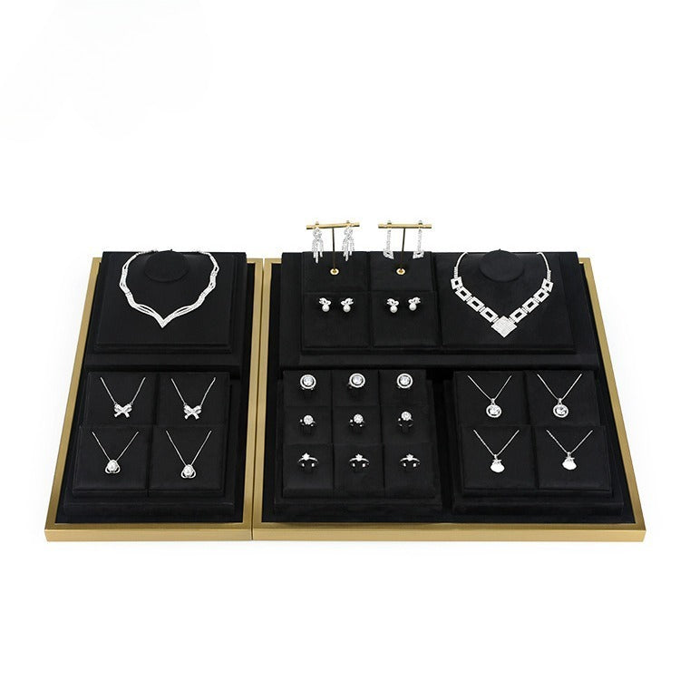 necklace display - Black Microfiber Metal Display Tray Necklaces C02262 front view