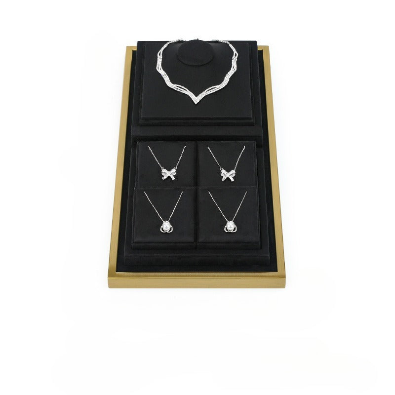 necklace display - Black Microfiber Metal Display Tray Necklaces C02262 open view