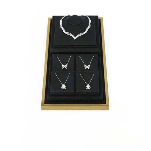 necklace display - Black Microfiber Metal Display Tray Necklaces C02262 open view