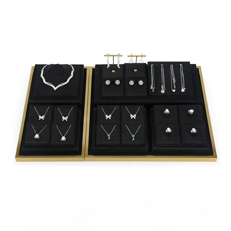 necklace display - Black Microfiber Metal Display Tray Necklaces C02262 product view 06