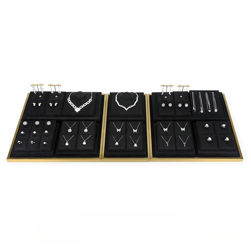 necklace display - Black Microfiber Metal Display Tray Necklaces C02262 product view 07