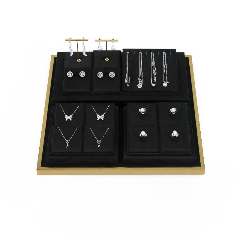 necklace display - Black Microfiber Metal Display Tray Necklaces C02262 side view