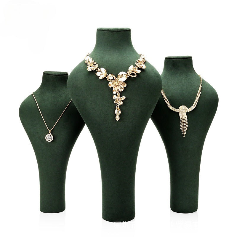 necklace display - 3pcs Green Velvet Necklace Display Bust Stand C00766 front view