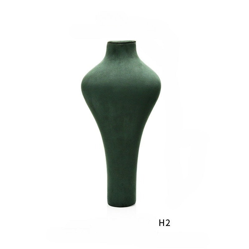 necklace display - 3pcs Green Velvet Necklace Display Bust Stand C00766 side view