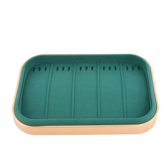 necklace display - Gold Green Metal Suede Necklace Display Tray T03N1-GL G open view