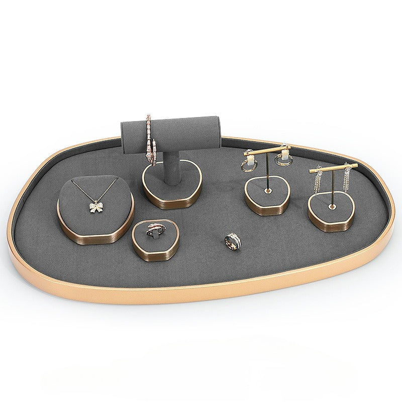 necklace display - Gray Microfiber Display Stand Necklaces Rings C01836 product view 16