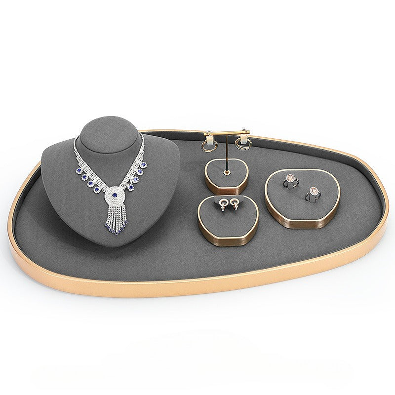 necklace display - Gray Microfiber Display Stand Necklaces Rings C01836 product view 17