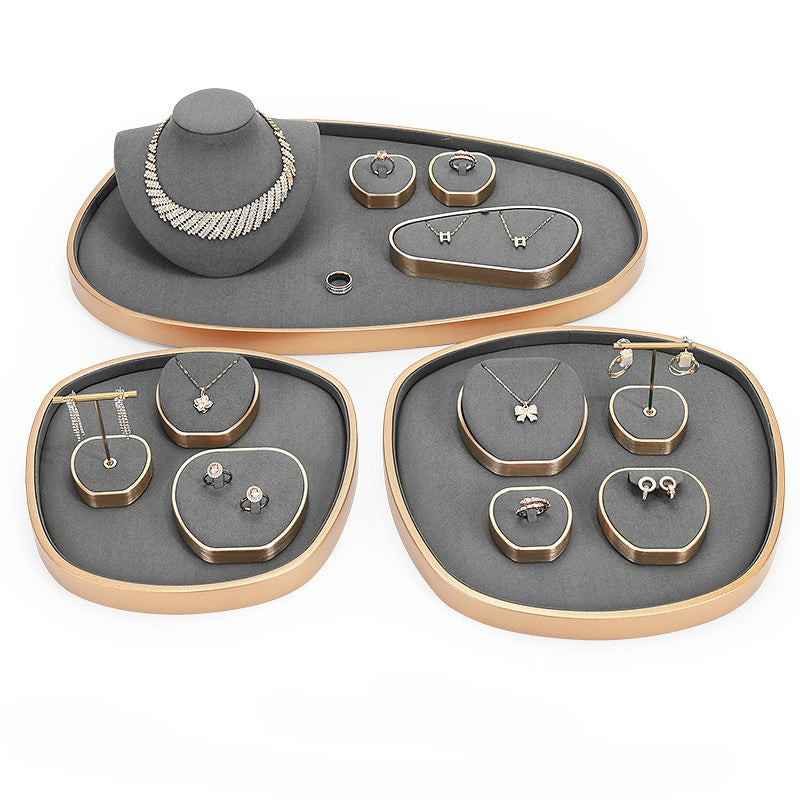 necklace display - Gray Microfiber Display Stand Necklaces Rings C01836 product view 18
