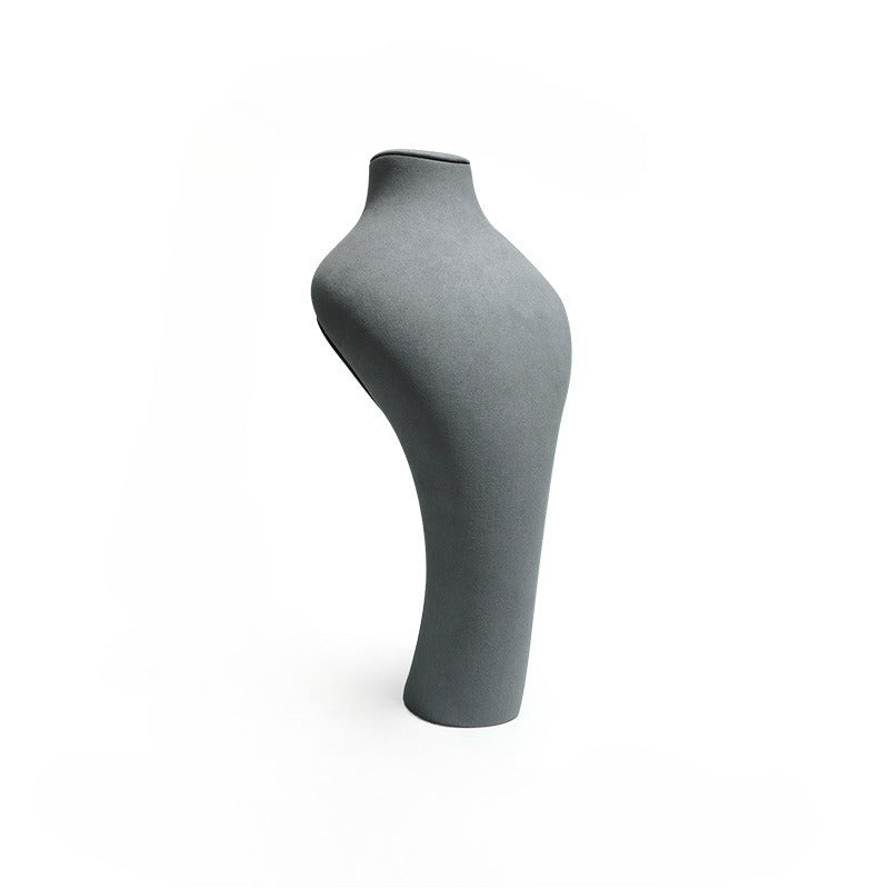 necklace display - Gray Microfiber Display Stand Necklace Holder C01385 side view
