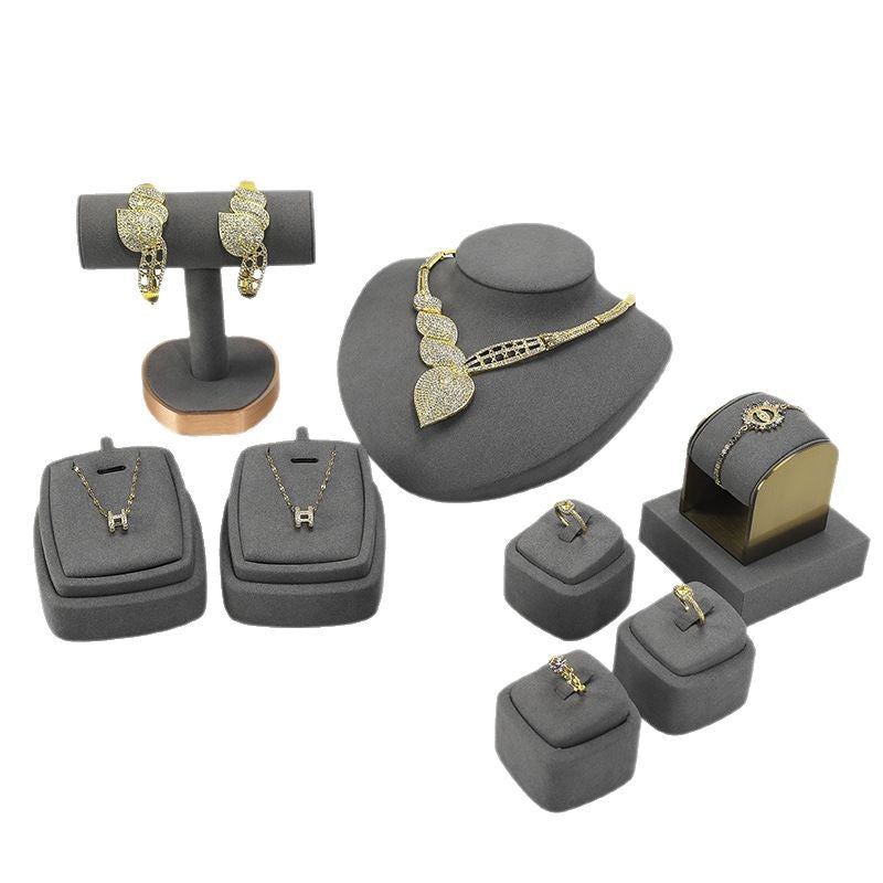 necklace display - Grey Gray Microfiber Bust Display Stand Necklace C02109 front view
