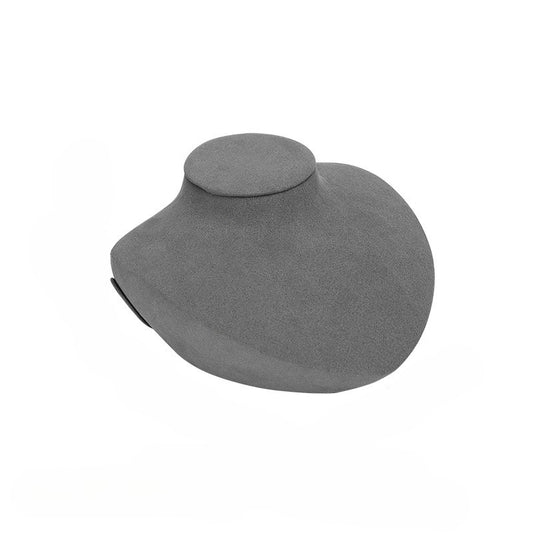 necklace display - Grey Gray Microfiber Bust Display Stand Necklace C02109 open view