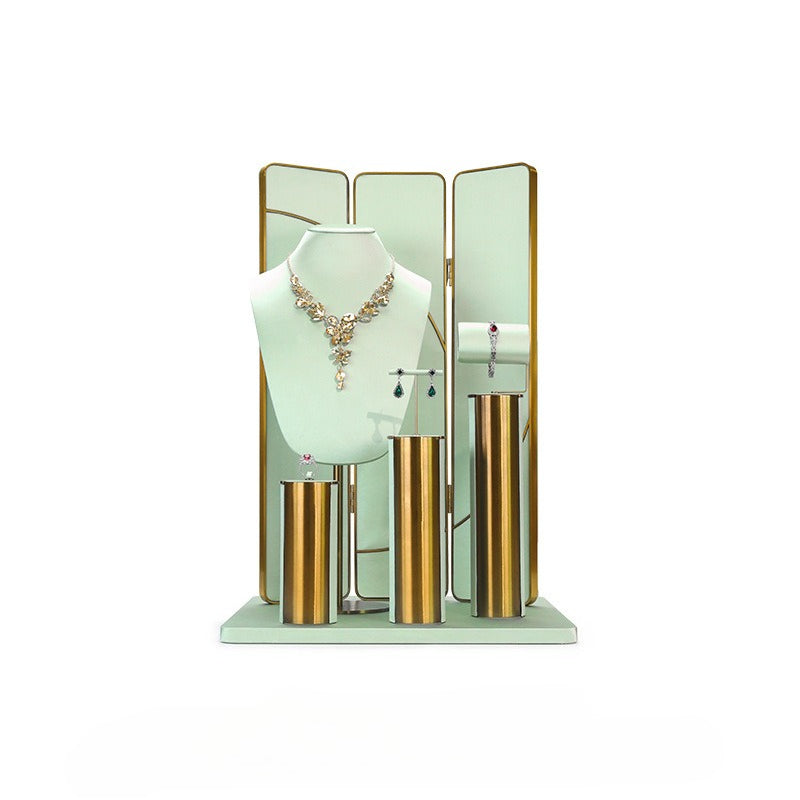 necklace display - Green Gold Velvet Metal Display Stand Necklaces C02936 product view 14