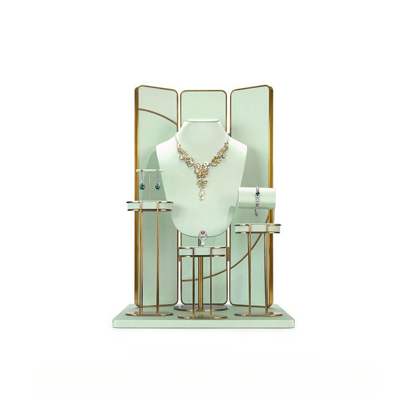 necklace display - Green Gold Velvet Metal Display Stand Necklaces C02936 product view 15