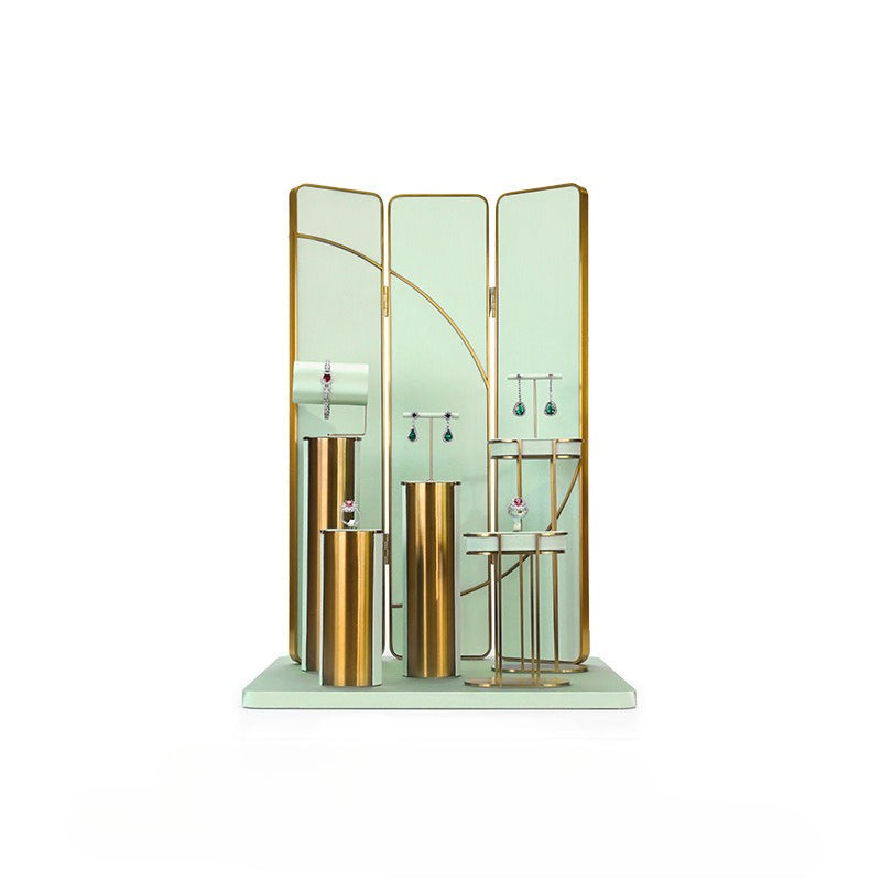 necklace display - Green Gold Velvet Metal Display Stand Necklaces C02936 product view 17