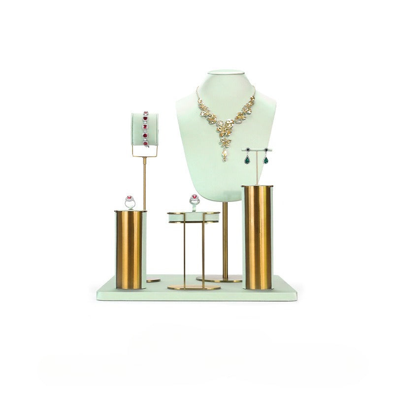 necklace display - Green Gold Velvet Metal Display Stand Necklaces C02936 product view 18