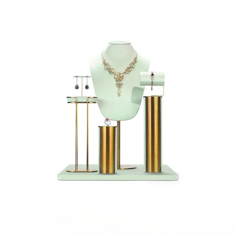 necklace display - Green Gold Velvet Metal Display Stand Necklaces C02936 product view 19