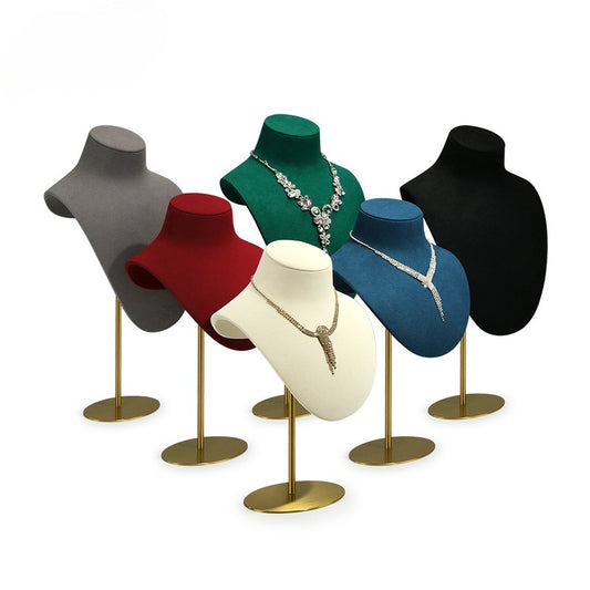 necklace display - Metal Microfiber Display Mannequin Necklace Stand C00946 front view