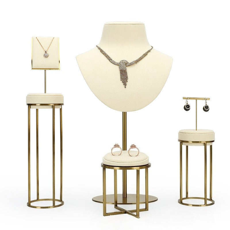 necklace display - Metal Microfiber Mannequin Display Stand Necklaces C01999 front view
