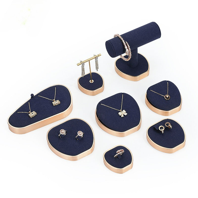 necklace display - Blue Rose Velvet Display Stand Rings Necklaces C02860 front view