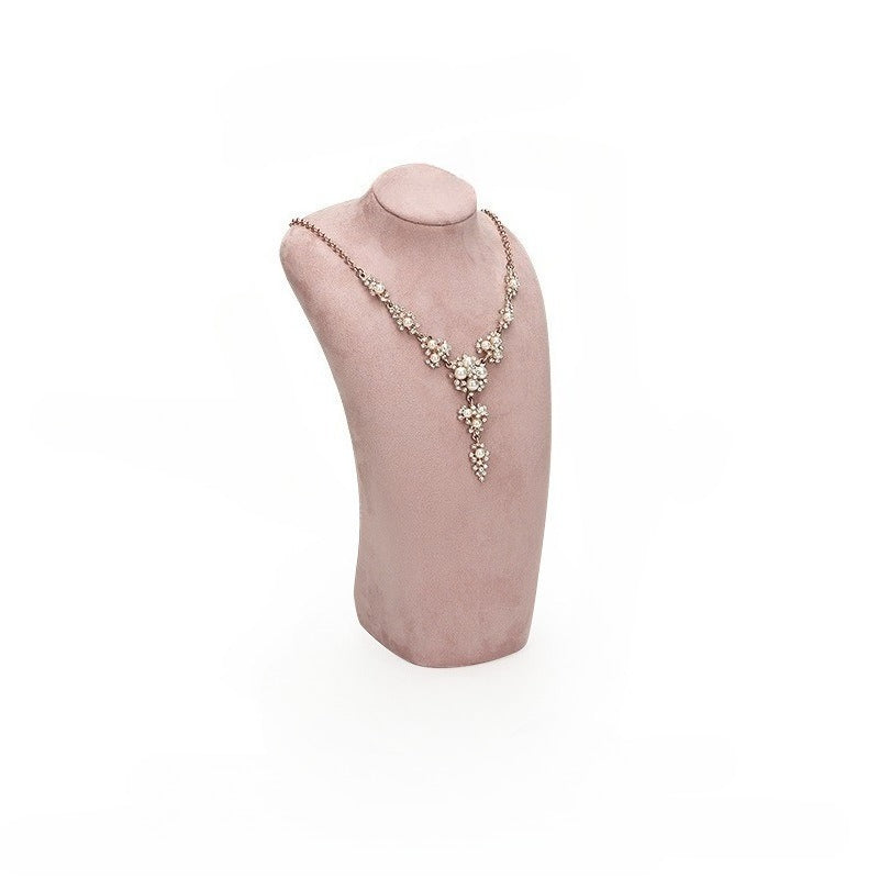 necklace display - 2pcs Pink Velvet Necklace Bust Display Mannequin C02568 open view