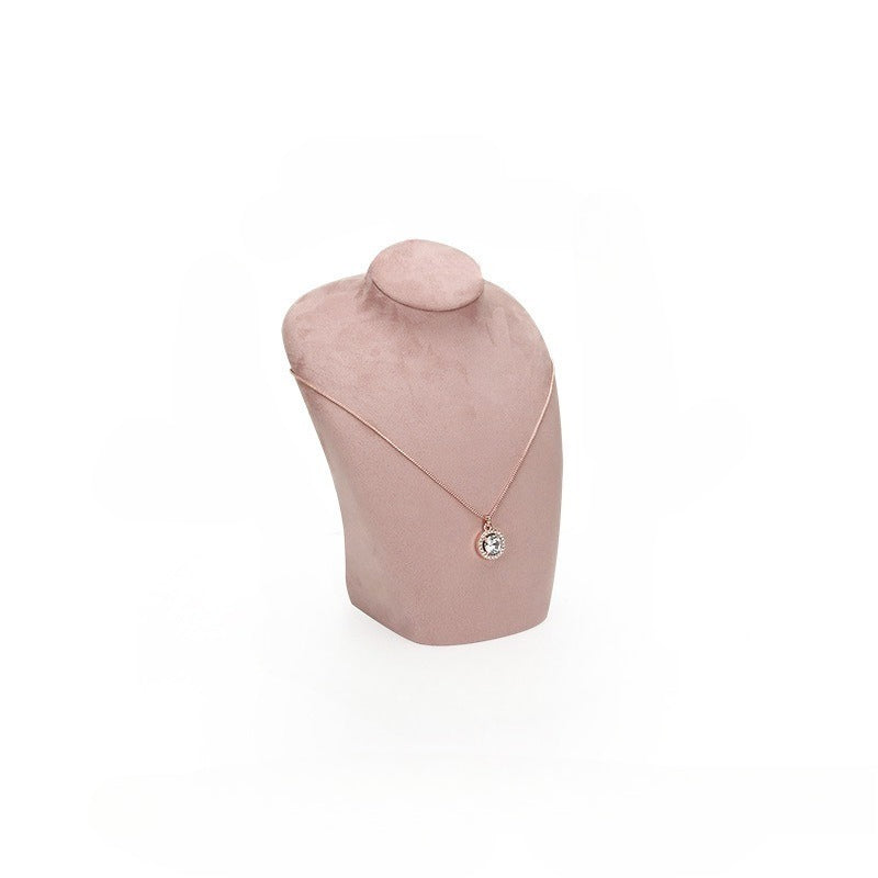 necklace display - 2pcs Pink Velvet Necklace Bust Display Mannequin C02568 side view
