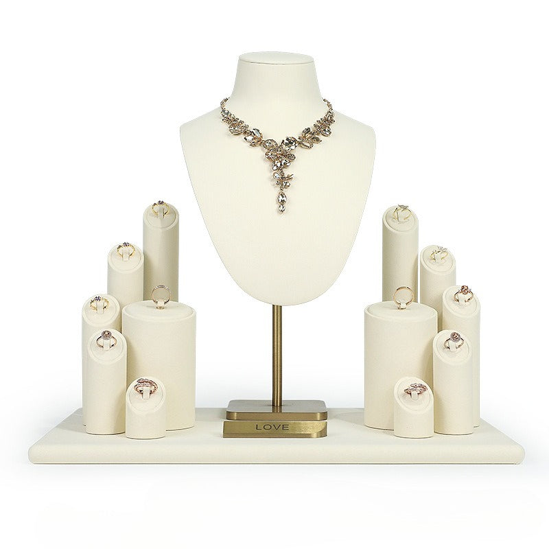 necklace display - White Gold Velvet Display Stand Necklaces Rings C02887 product view 19