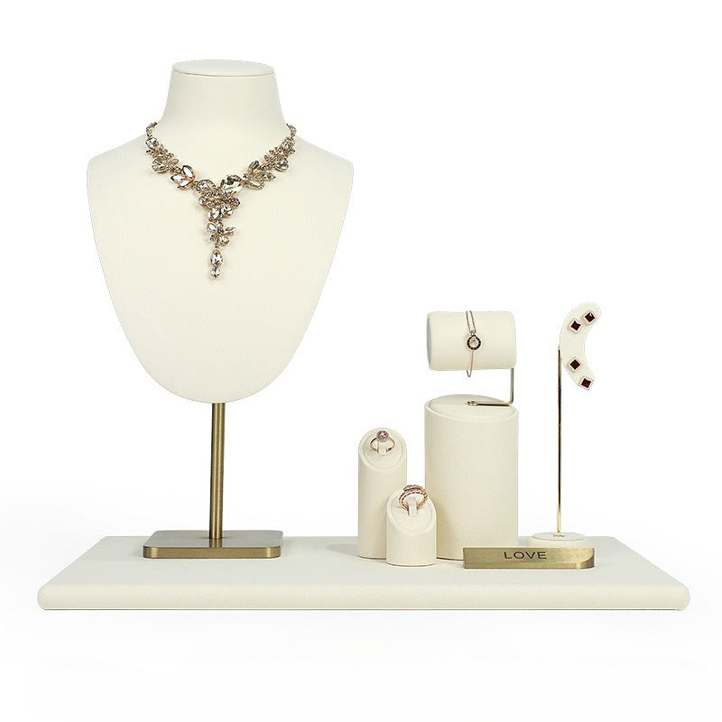 necklace display - White Gold Velvet Display Stand Necklaces Rings C02887 product view 20