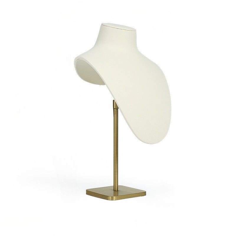 necklace display - White Gold Velvet Display Stand Necklaces Rings C02887 side view