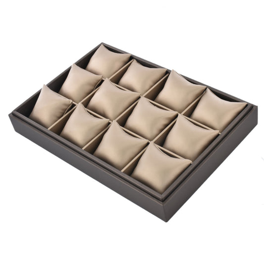 necklace display and watch display - 12 Gray PU Display Watch Tray Necklace T002-W PU-G front view