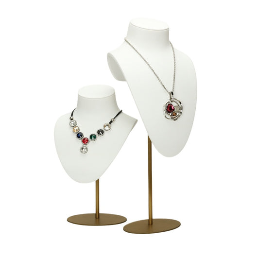 necklace display - White Metal Necklace Display Bust C00723 front view