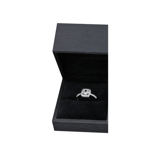 12pcs Black Champagne PU Ring Boxes Display - open ring box main view