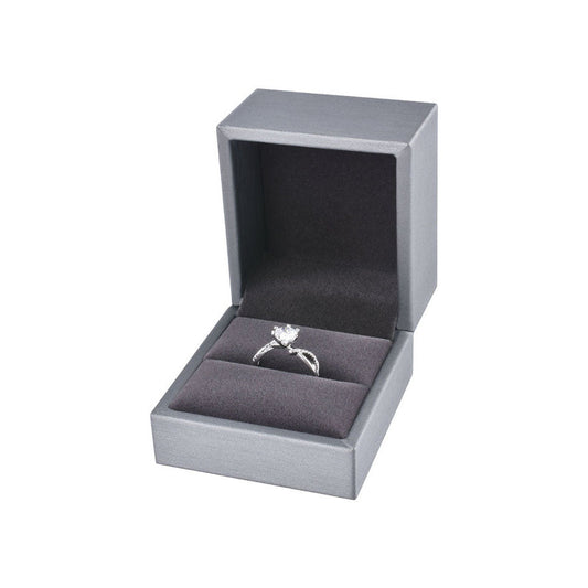 12pcs Gray Champagne PU Ring Boxes Display - open ring box main view