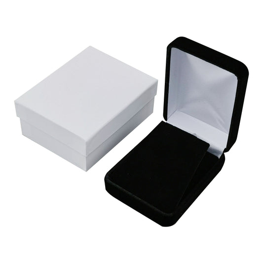 pendant box - Black Rectangular Velvet Pendant Boxes - 12 Pack YP10-BK open view
