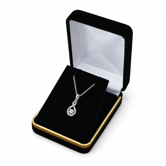 pendant box - Black Rectangular Velvet Pendant Boxes with Gold Trim - 12 Pack SP10-BK front view