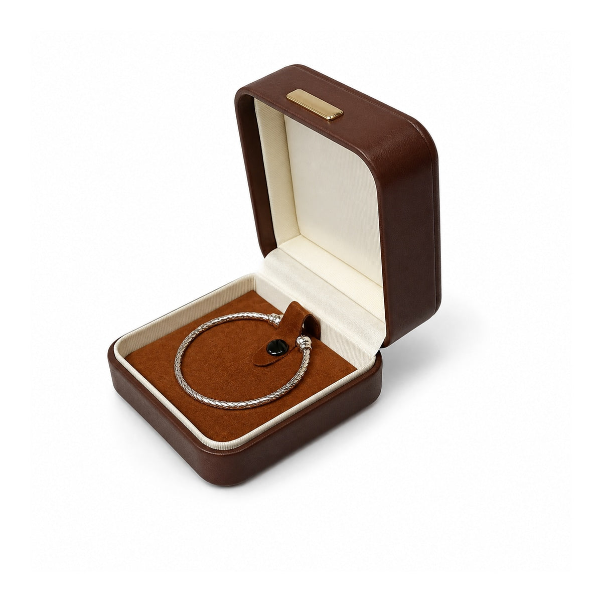 pendant box and bracelet box and necklace box - Brown PU Leather Box Bracelet Necklace Pendant C00218 detail view