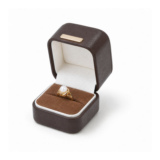 pendant box and bracelet box and necklace box - Brown PU Leather Box Bracelet Necklace Pendant C00218 open view