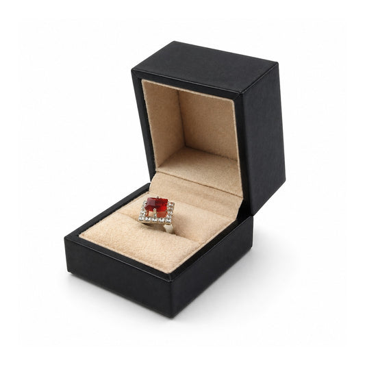 pendant box and bracelet box and necklace box - Black PU Leather Box Necklace Bracelet Pendant C00229 open view