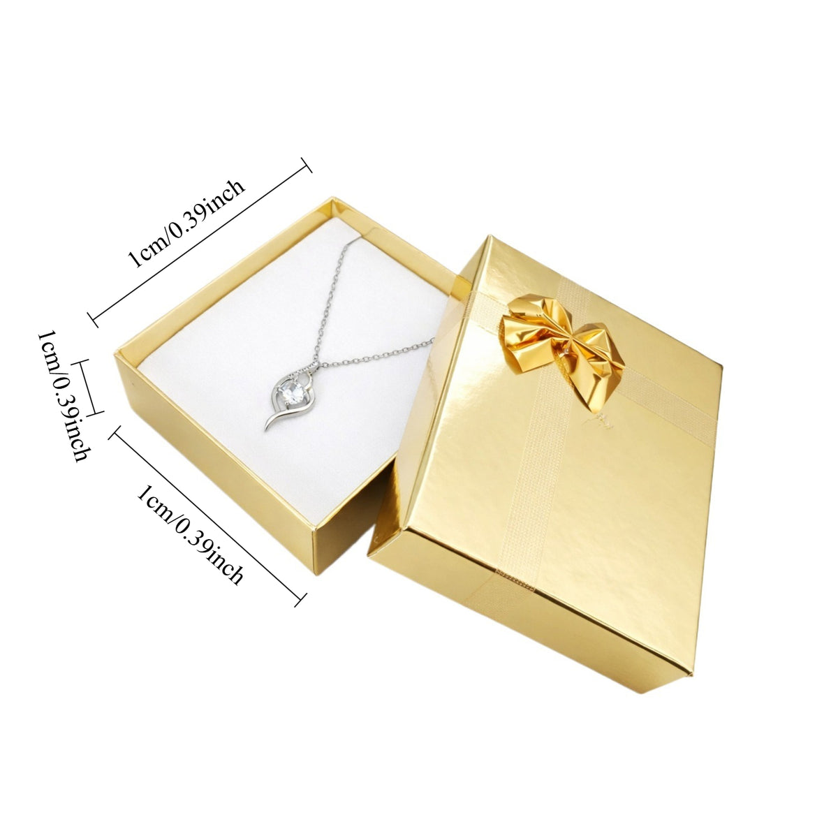 pendant box - 24-Piece Gold Ribbon Paper Pendant Gift Boxes B0923-GL front view