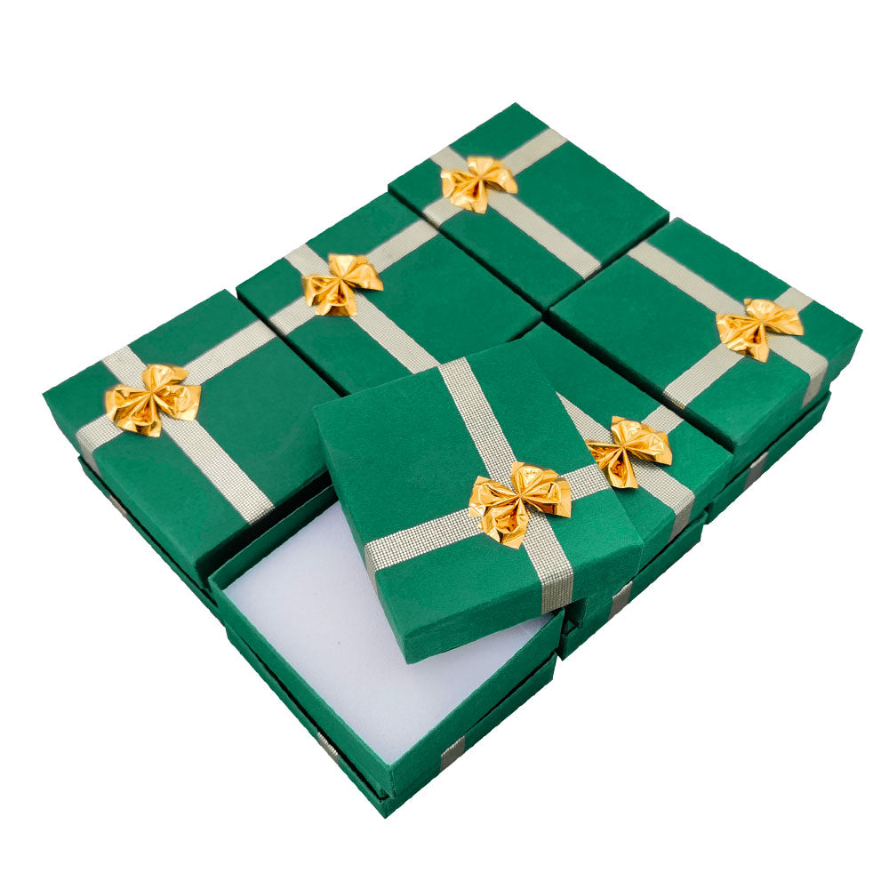 pendant box - 24-Piece Green Ribbon Paper Pendant Gift Boxes B0923-G side view