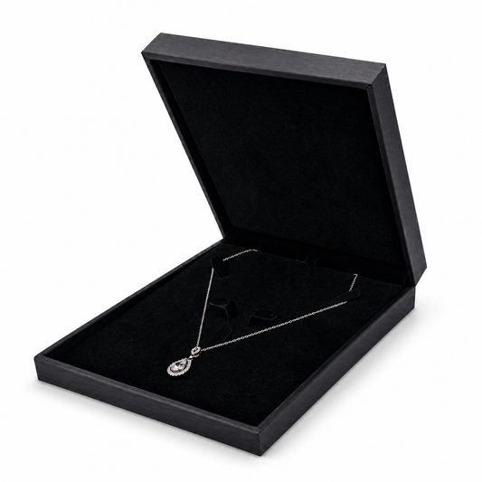 pendant box and necklace box - 3pcs Black Champagne PU Necklace Boxes Pendant P06N2-BK BK front view