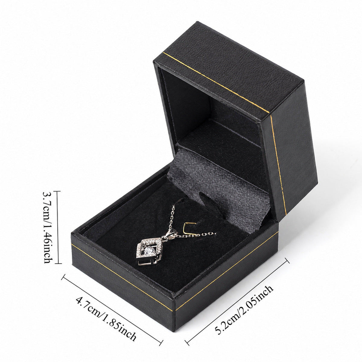 pendant box and necklace box - 24pcs Black Gold Pendant Box Necklace LP1-BK BK side view