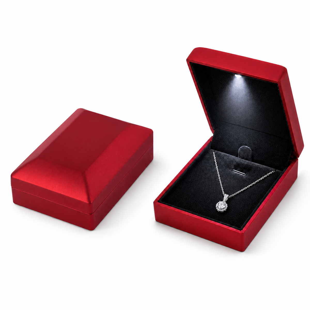 pendant box - 12Pcs Red LED Pendant Box with Black Display Interior LB56P-R-12Pcs detail view