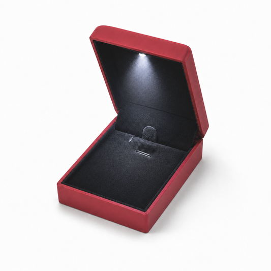 pendant box - 12Pcs Red LED Pendant Box with Black Display Interior LB56P-R-12Pcs front view