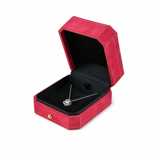 pendant box - Red Octagonal Velvet Pendant Boxes - 12 Pack V17-P1 R BK-12Pcs front view
