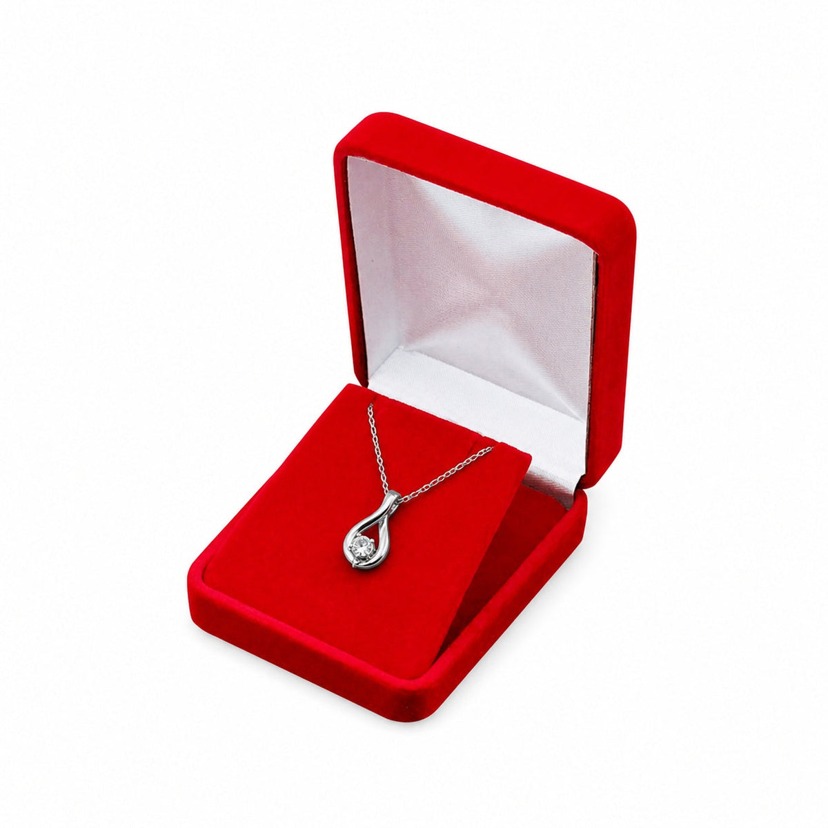 pendant box - Red Rectangular Velvet Pendant Boxes - 12 Pack YP10-RD front view