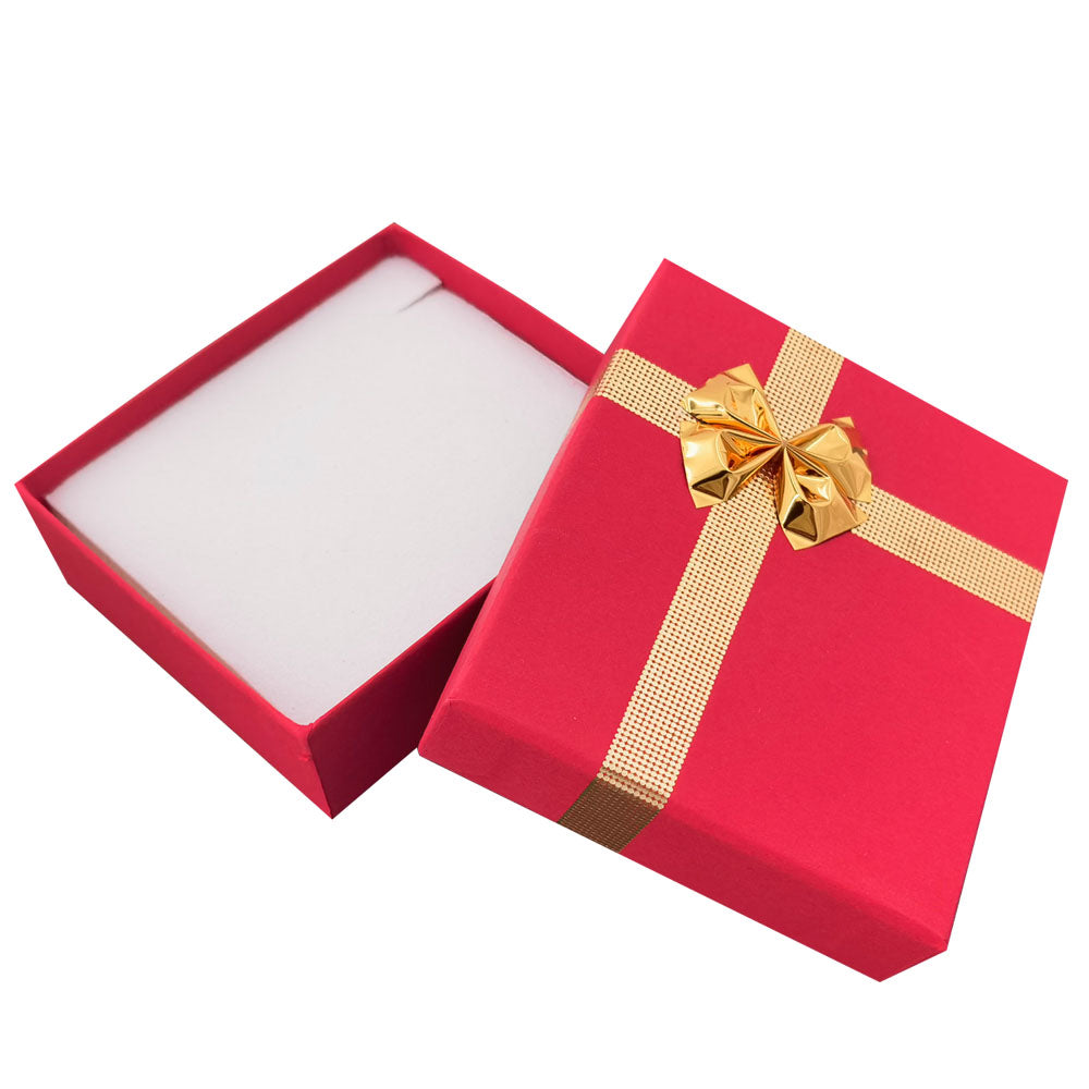 pendant box - 24-Piece Red Ribbon Paper Pendant Gift Boxes B0923-R front view