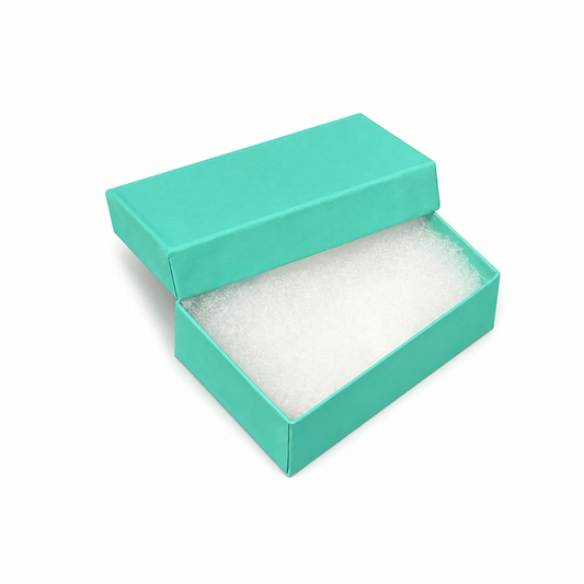 pendant box - T Blue Matte Medium Pendant Cotton-Filled Jewelry Box 100-Piece Pack BX2832T front view